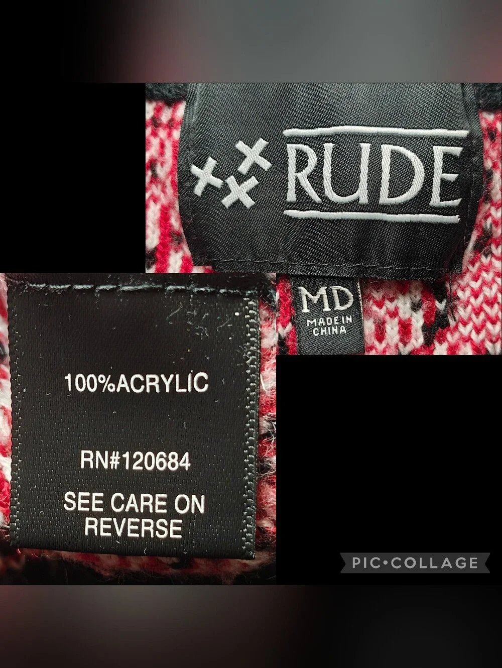 💀XXX RUDE Hot Topic Gothic Skull Fair Isle Sweater💀💀